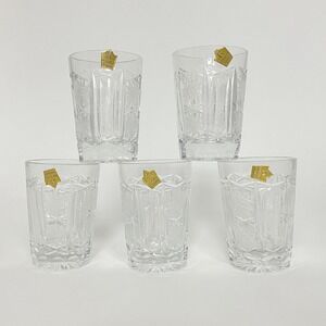 Slovakian Valaska Bela Artisan Hand Cut Crystal Glasses set of 5 Vintage